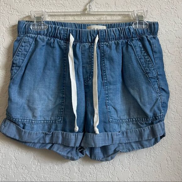 Cloth & Stone Chambray Drawstring Cuffed Shorts Women's Size Extra Small - Picture 2 of 7